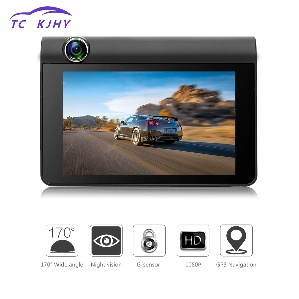 

2018 3 In 1 Car Radar Detector DVR GPS Positioning Video 4" Dash Cam Car DVR Camera Dual Lens with Rear View Camera Registrator