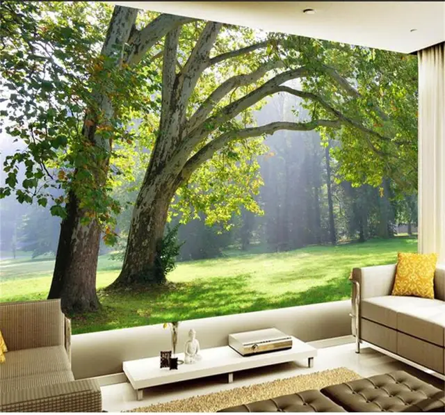 Tamanho personalizado Parede Floresta Árvore 3D Mural de 