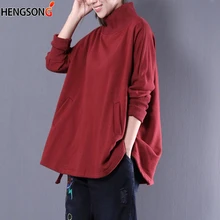 Осенняя Женская толстовка с капюшоном, толстовка с длинным рукавом, туника с карманом, свободная Корейская толстовка с капюшоном, женские топы, водолазка, один размер