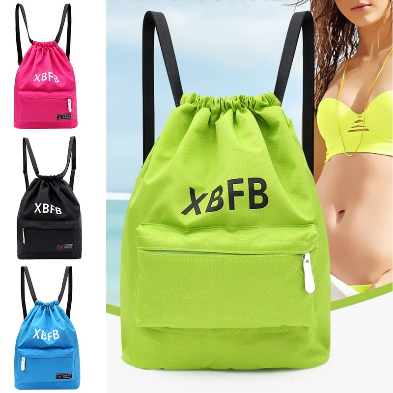 Men Women String Bag Sport Drawstring Bag Sports Backpack Gym Sackpack Portable Waterproof Gym Swim Pool