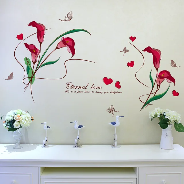 Special Price Chinese watercolor Calla flower wall sticker Vinyl DIY Art wall decals For Living room Bedroom dining room Home Decoration Special Price Chinese watercolor Calla flower wall sticker Vinyl DIY Art wall decals For Living room Bedroom dining room Home Decoration