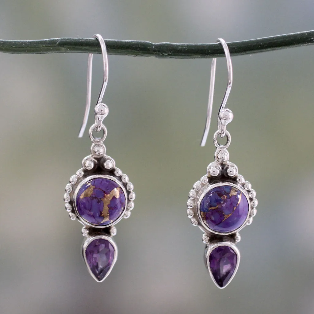 

Fashion Women Elegant Vintage Purple Moonstone Earrings Crystal Dangle Hook Ear Accessories Gift Elegant