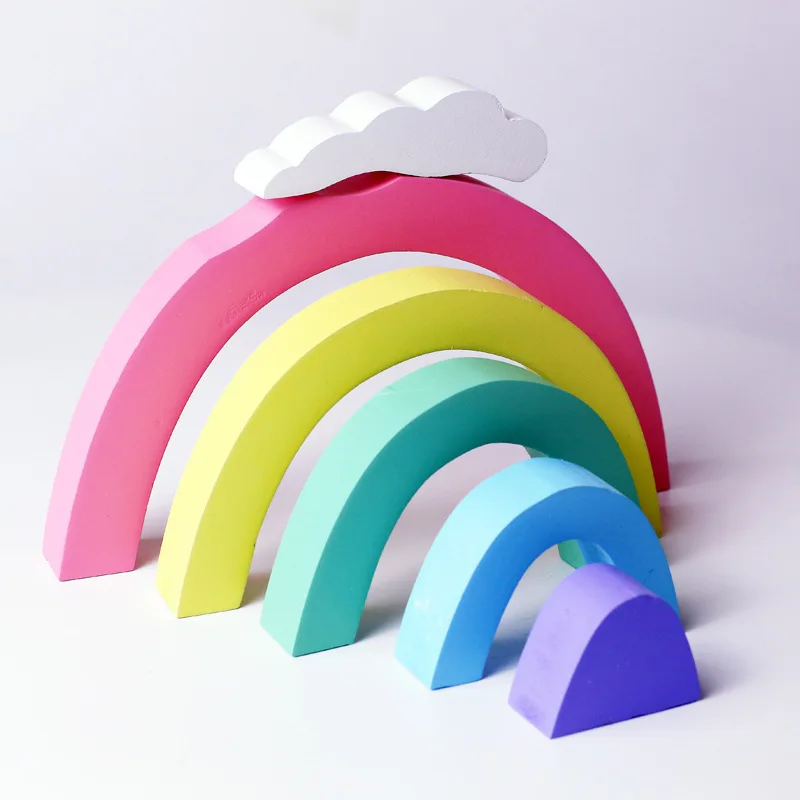

6pcs/lot Wooden Rainbow Building Blocks Nordic Style Wooden Toys Set Baby Nursery Photography Prop Kids Room Wall Decorations