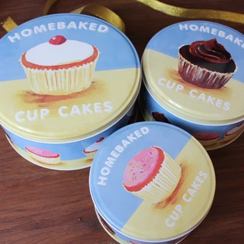 

3 different size in 1 sets Europe Style Retro Cake Tin Boxes Sugar Tea Coffee sundries snacks Storage case Round Candy Box