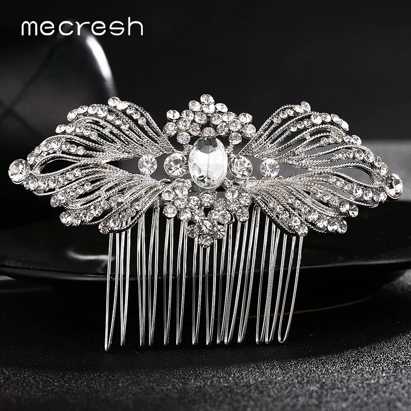 

Mecresh Crystal Wing Shape Bridal Hair Combs Vintage Hair Clip Pin Wedding Hair Accessories Rhinestone Queen Tiara Jewelry FS250