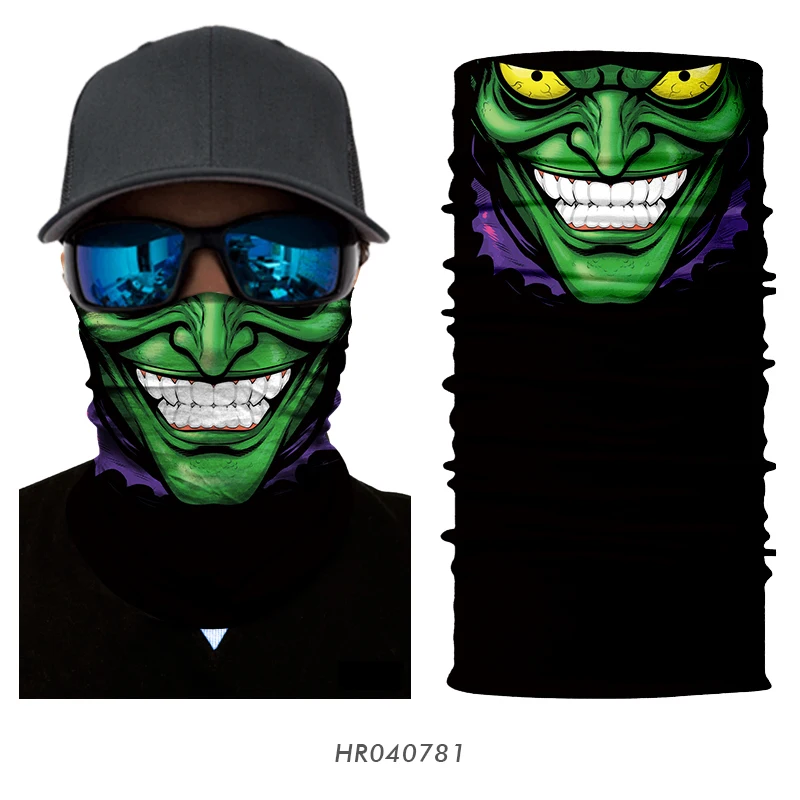 3D Seamless Multifunction Magic Comic Characters Tubular Skull Shield Face Guard Headband Bandana Headwear Ring Head Scarf Men