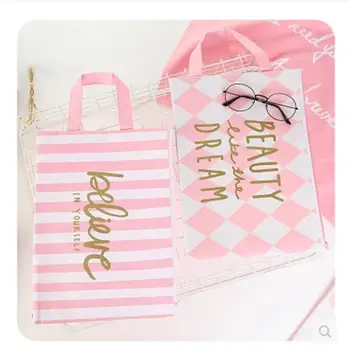 

Coloffice Pink Cute Kwaill Gold Hand Carry File Bag Student Zipper Bag Examination Data Oxford File Folder Girls Stationery 1PC