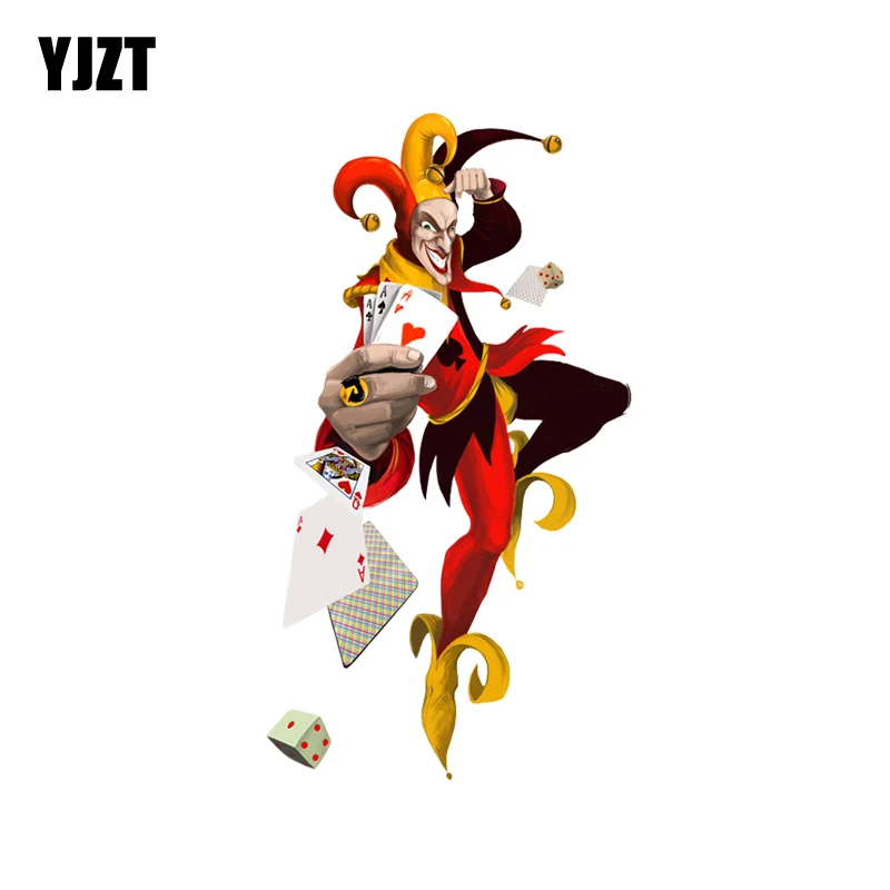 

YJZT 9.7CM*17.7CM Fun Clown Poker Magic Decal PVC Motorcycle Car Sticker 11-00794