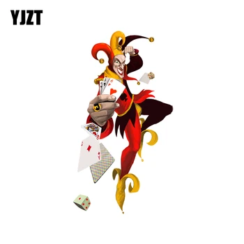 

YJZT 9.7CM*17.7CM Fun Clown Poker Magic Decal PVC Motorcycle Car Sticker 11-00794