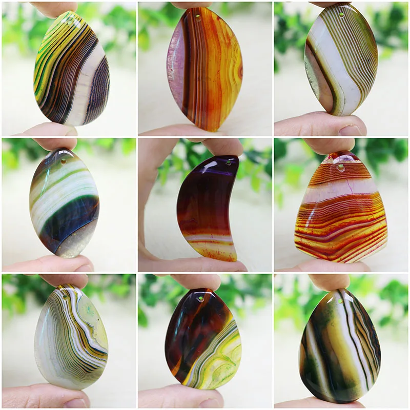 

1Pcs Natural Charms Striped Agates Beads Multiple size&shape Pendant Stone Bead for Jewelry Making Friend Gift
