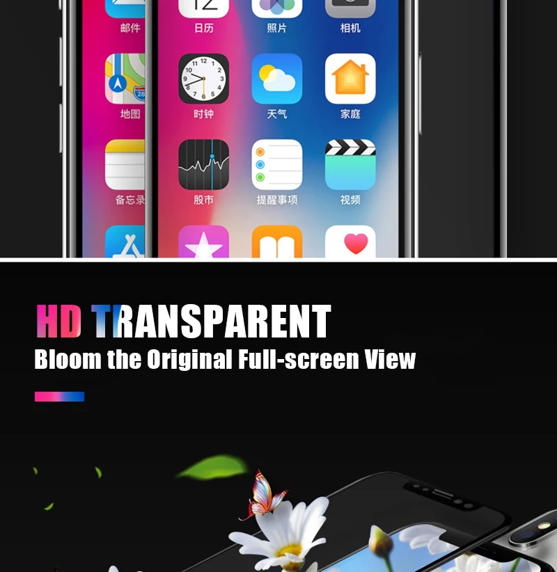 Artisome Glass on the For iPhone 6 6s Screen Protector 6D Edge Full Cover Protective Glass on the For iPhone X 10 7 8 Plus       (9)