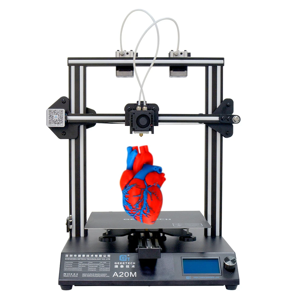 Цена Geeetech 3d принтер A20M 2 в 1 Mix color FDM CE Быстрая сборка с филаментом Fetector и восстановление 255*255*255 область печати
