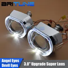 3.0 ”Super Atualização LED Olhos de Anjo Demônio Olhos ESCONDEU Bi-xenon Farol Lente do projetor Para Carro Farol Lentes Tuning DIY H1 H4 H7