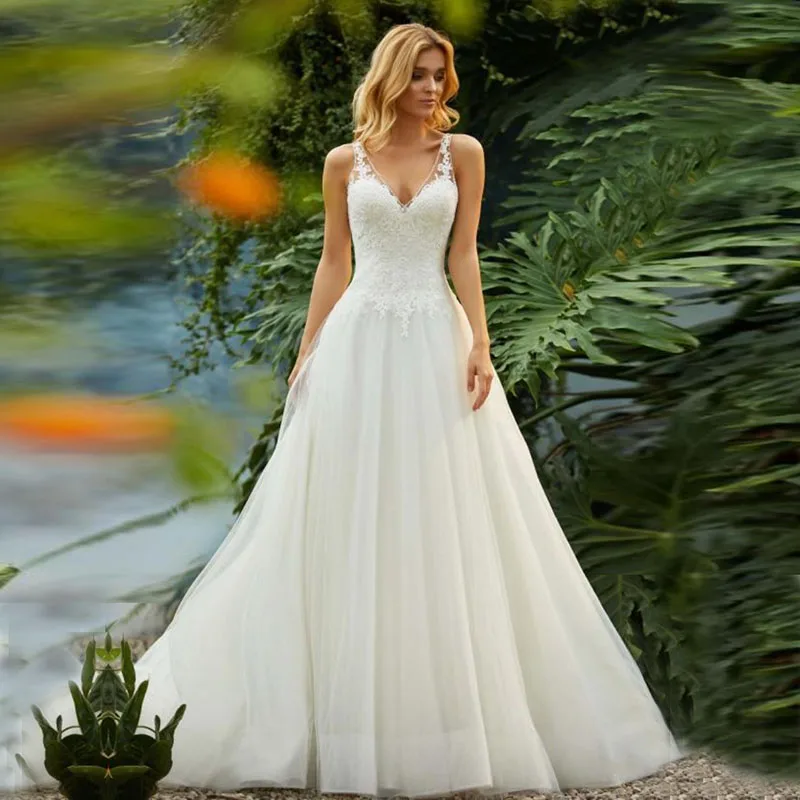 Eightale Vintage Trouwjurken Backless V-hals Applicaties A-lijn Tulle Robe De Mariee Eenvoudige Kant Bruidsjurken Bruidsjurk Eightale Vintage Trouwjurken Backless V-hals Applicaties A-lijn Tulle Robe De Mariee Eenvoudige Kant Bruidsjurken Bruidsjurk