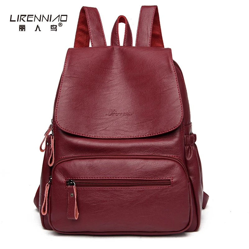 Lirenniao De Cuero Mochilas y bolsas para el colegio para adolescentes niña un bolso principal alta calidad del de la vendimia mochilas|backpack bag|school bags for teenagersbags for teenagers -