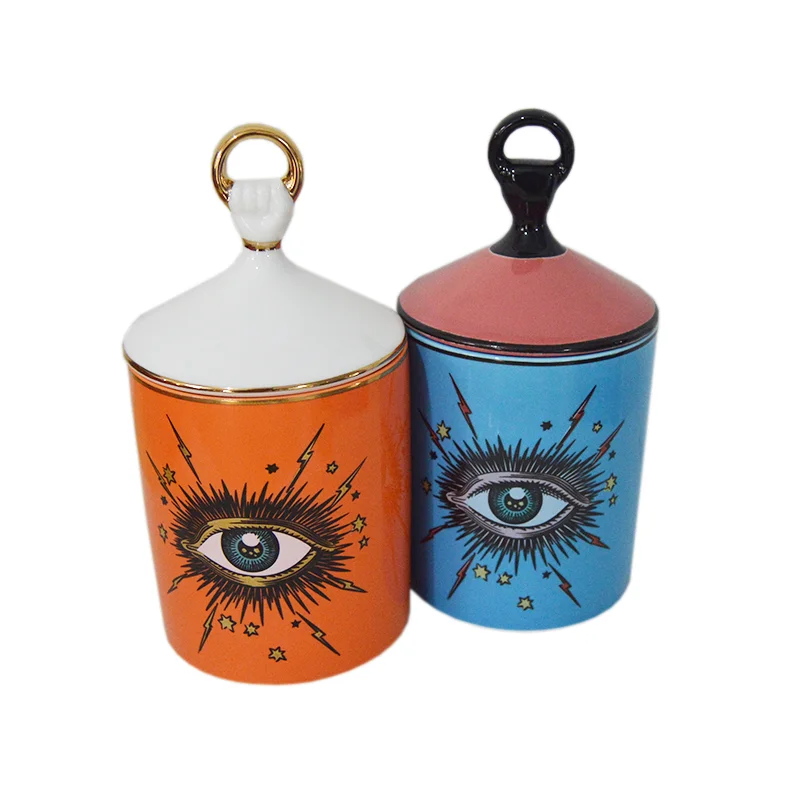 

Big Eye Starry Sky Incense Candle Holder with Hand Lid Aromatherapy Candle Jar Diy Handmade Candleabras Home Desk Decoration