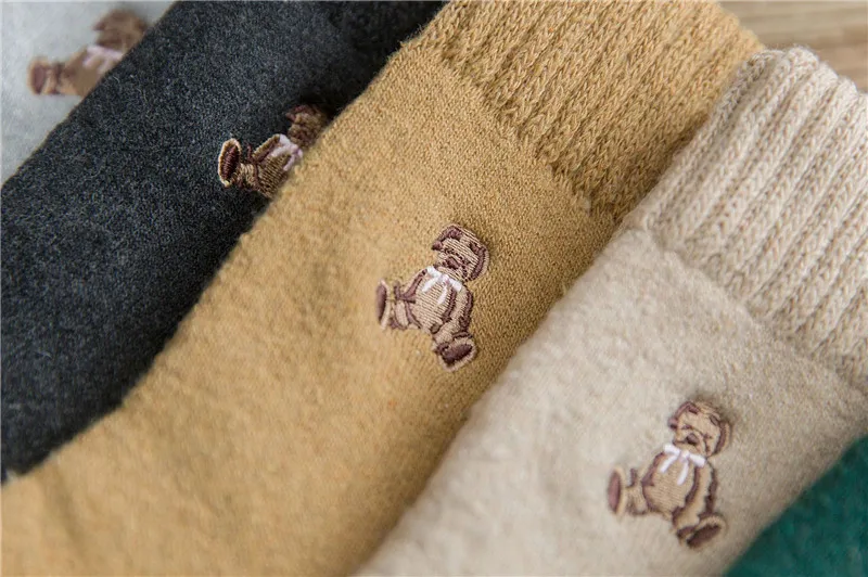 Прозрачные кроличьи шерстяные зимние носки, 10 пар, хипстерские Роскошные теплые женские носки из альпаки, Харадзюку, с рисунком медведя, лоферы, прочные махровые носки