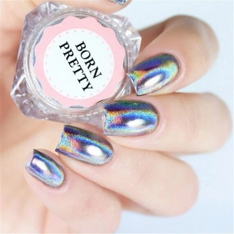 0.5g التصوير المجسم ليزر مسمار التألق هولو قوس قزح مسمار الفن مسحوق مسمار تلميح الكروم الغبار مانيكير مسمار الفن زينة