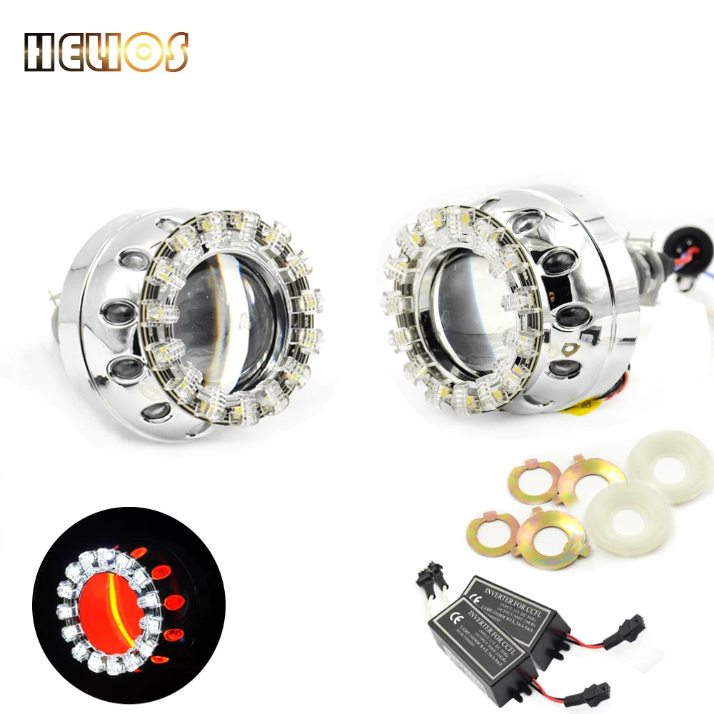 

2pcs 2.8 inch hid bixenon projector lens with cob angel eyes hid xenon bulb CCFL back angel eyes auto lamp lens  LHD/RHDH1 H4 h7