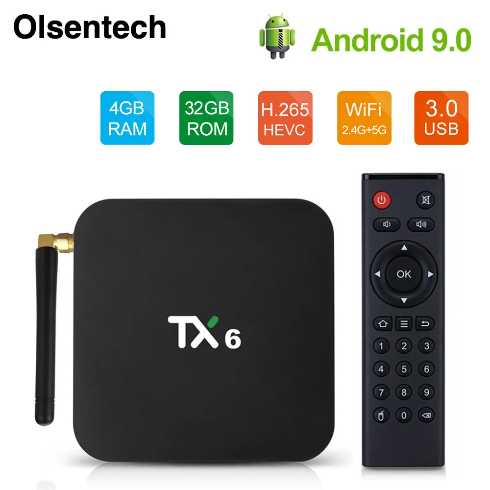 

TX6 Android TV Box Android 9.0 Smart TV Box iptv bluetooth 4K 4GB RAM 32GB 64GB BT Wifi Youtube Tanix Set Top Box TX6 tv box