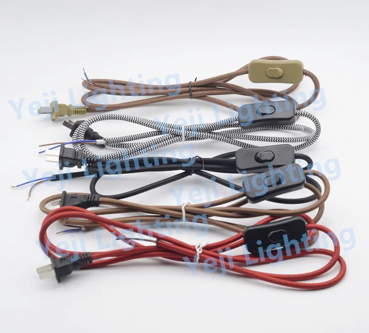 Яркий кабель в оплетке провод с металлической кнопкой 303 переключатель 2-контактный разъем кабель для настольной лампы, торшеры для осветительных приборов "сделай сам"