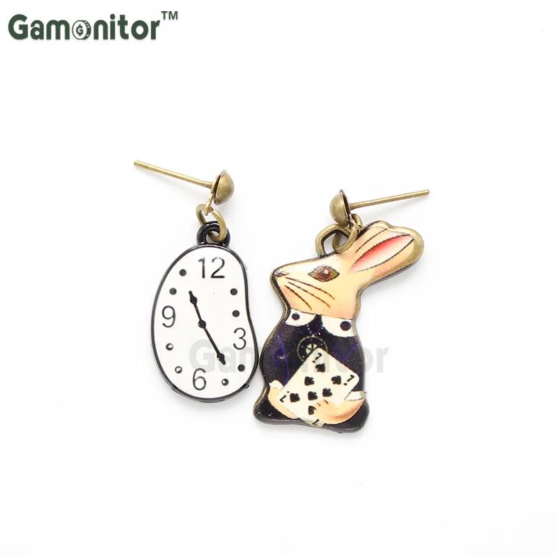 clock rabbit earrings