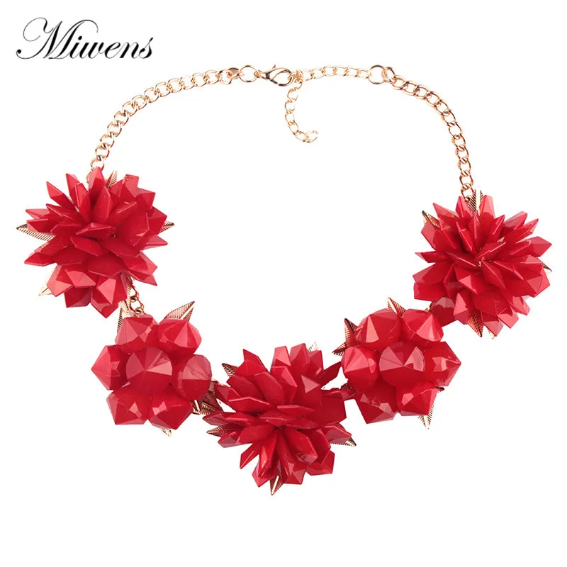 

Miwens Red Flower Chains Necklace Women Accessories Romantic Sweet Collar Prevalent Trendy Magnificent Necklace for Women B74