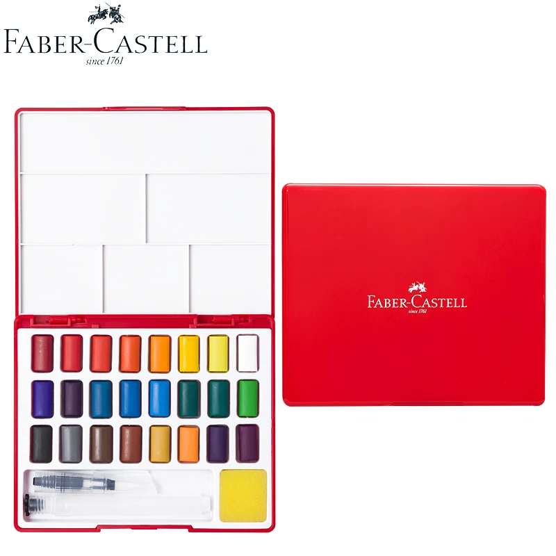 Faber-Castell 24/36/48 Цвета водонепроницаемого материала; Водонепроницаемая Цвет Набор для рисования коробка с кисть яркий Цвет Портативный воды Цвет пигмент набор