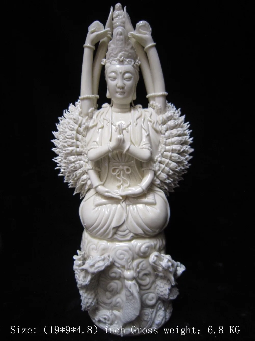 

Crafts statue dehua white porcelain goddess of guanyin bodhisattva, dragon statue