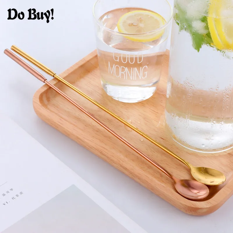 1Pcs Cocktail Spoon Stainless Steel Mixing Bar Cocktail Spoon Long Handle Drinking Bar Tool 30.6cm
