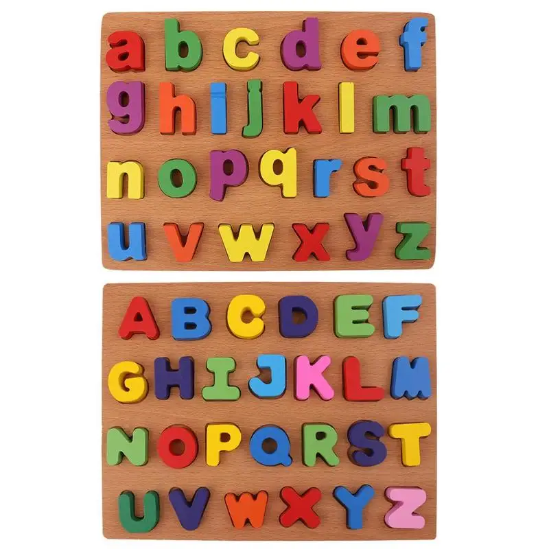 Colorful Wooden Puzzle Letters Toy Kids Baby Alphabet Early Educational