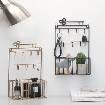 

Multifunction Simple Wall Iron Shelf Key Jewelry Storage Rack Kitchen Product Living Room Home Decoration Organizer
