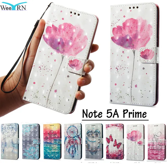 Best Price Luxury Leather Cover for Xiaomi Redmi Note 5A Prime (32G /64G) Flowers Flip Wallet Case for Xiaomi Redmi Note 5A Pro Prime