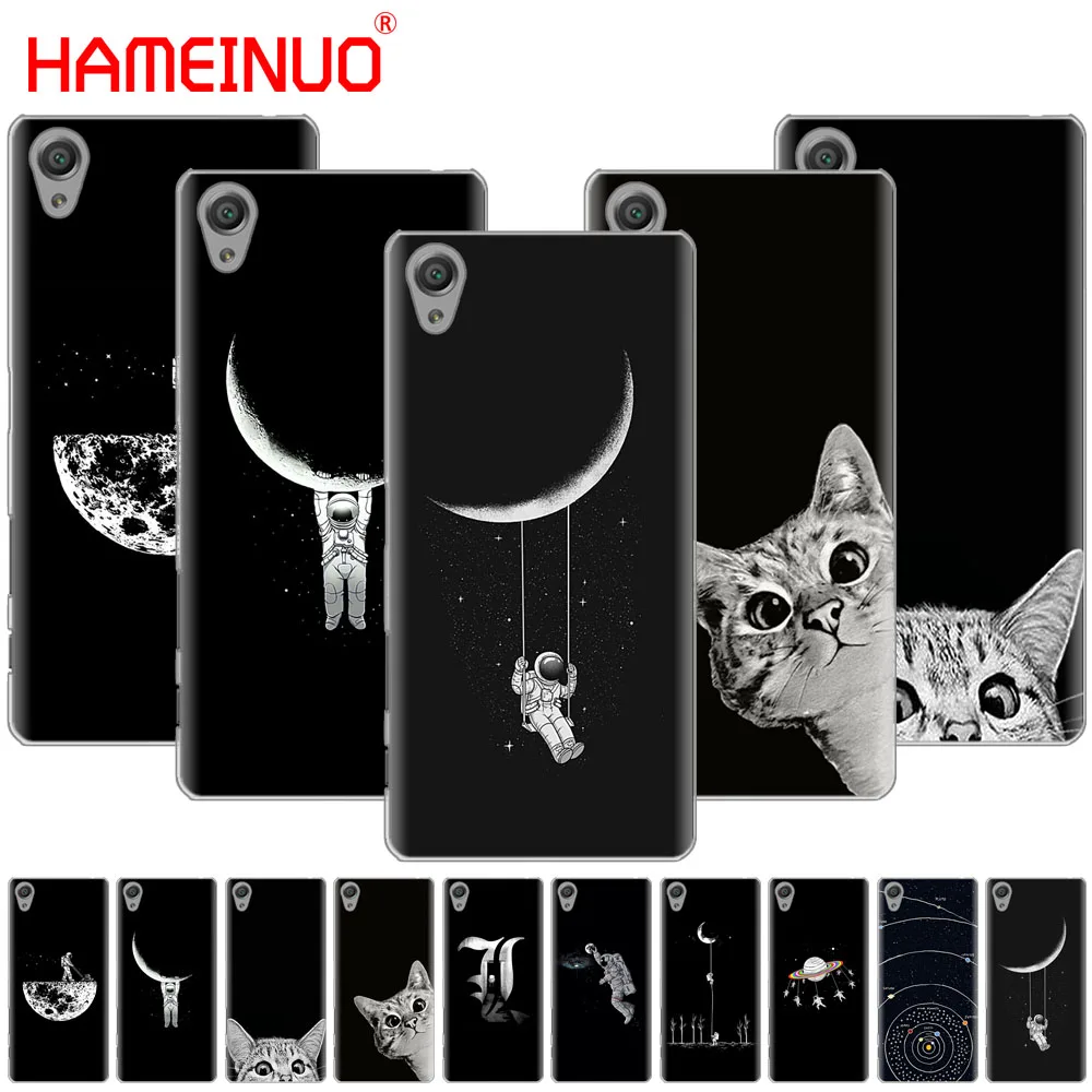 

HAMEINUO Space Moon Cute Cats black Cover phone Case for sony xperia z2 z3 z4 z5 mini plus aqua M4 M5 E4 E5 E6 C4 C5