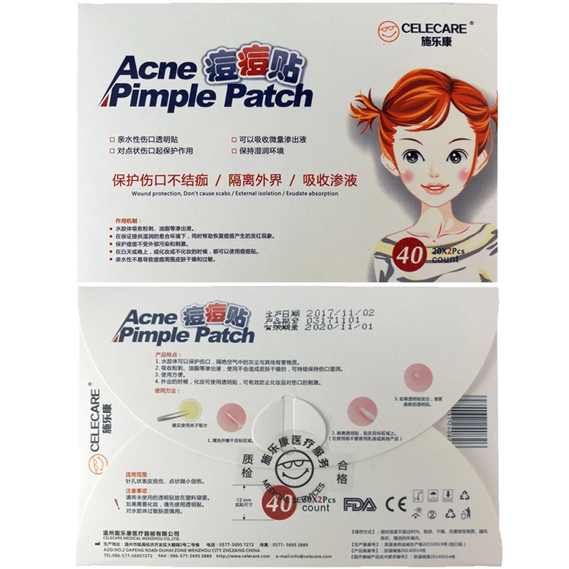Online 40 Pcs box Jerawat Penghilang Set Alat Pengobatan Jerawat Jerawat Bekas Luka Remover Stiker Komedo Jerawat Jerawat Patch Mee Eter Verwijderaar
