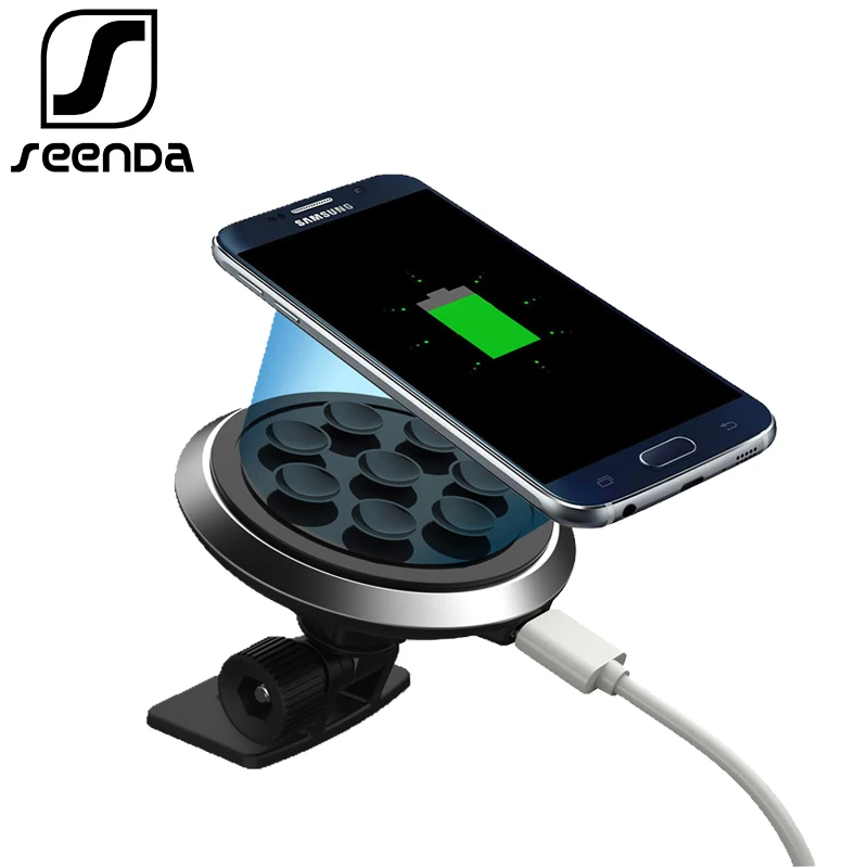 

Seenda Qi Wireless Charger With 180 Degree Rotation Car Stand Phone Holder Sucker For iPhone 8 X xiaomi Samsung S8 Plus S7 Edge