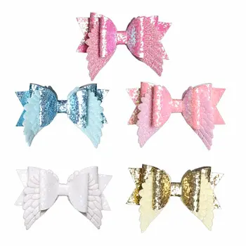 

4'' Angel Wing Princess Hairgrips Glitter Hair Bows with Clip Dance Party Bow Hair Clip Girls Hairpin Hair Accessories