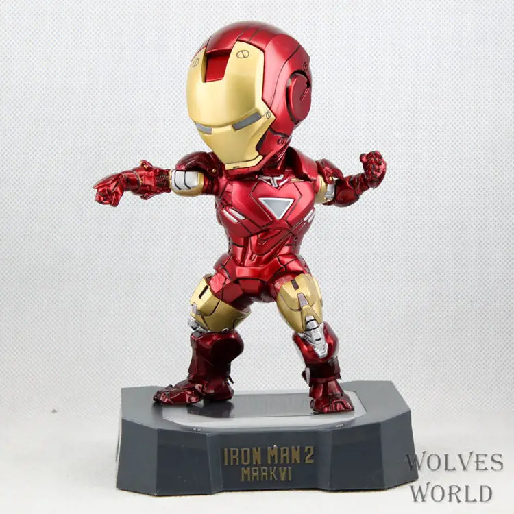 

HKXZM Movie Figure 18CM Egg Attack Iron Man Mark VI Blue Iron Man with LED Light PVC Figure Collectible Toy Model Gift