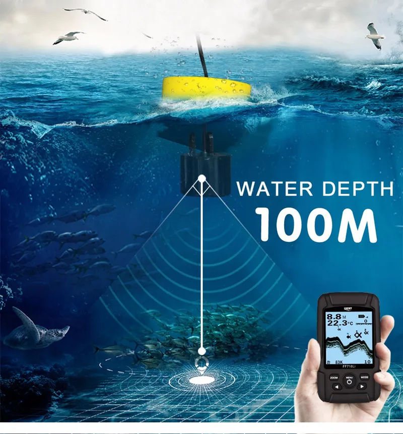 FF718LiD Fish Finder Dual Sonar Frequency Pesca 100M Detection Muti-language Depth Detector Waterproof Deeper Sensor Echo Sounder Fishing Locator (9)