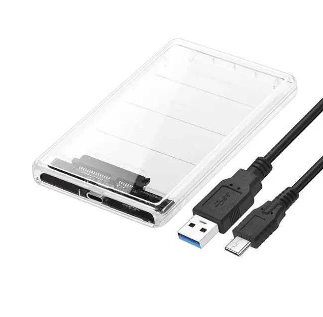 CHIPAL прозрачный 2,5 дюймовый HDD SSD чехол Sata для USB 3,1 type C адаптер бесплатно 5 Гбит/с Корпус жесткого диска Поддержка 2 ТБ UASP - Цвет: With Cable