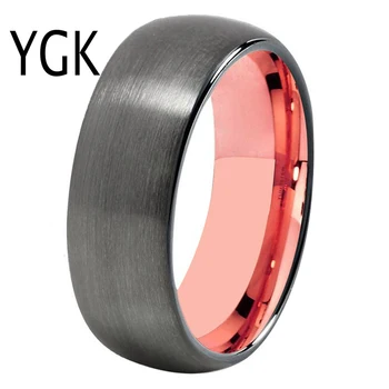 

New Fashion Wedding Ring Women Men's Classic Engagement Ring Lover's Promise Ring Trendy Tungsten Ring Gunmetal With Rose Gold
