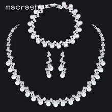 Mecresh простой искусственный жемчуг свадебные ювелирные наборы Серебряный Цвет Кристалл Свадебные колье, комплекты ювелирных изделий Рождественский подарок TL347+ SL141