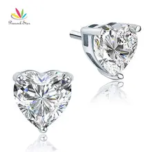 Estrella Nupcial del pavo real 4 Carat Corazón Creado Diamond Stud Pendientes 925 Joyas de Plata de dama de Honor CFE8084