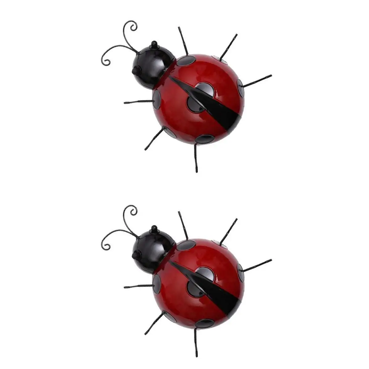 2pcs Metal Ladybug Fence Hanger Wall Hanging Outdoor Garden Decorative Figurine Wall Art, Red, 10cm 16cm