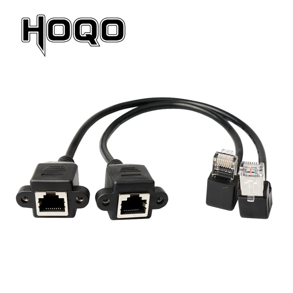 

UP Down angled 90 degree Rj45 screw Panel mount ethernet Extension Cable LAN Male to Female UTP Cat5e internet Cord Screw hole