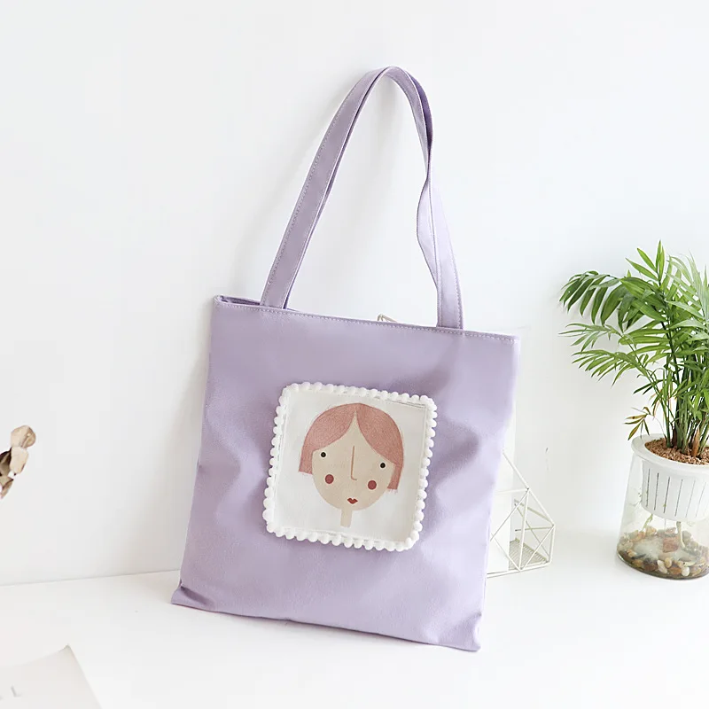 Blue Canvas Shoulder Tote Bag