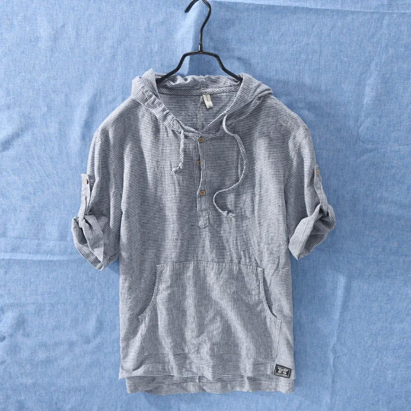 Liveinu Mens Shirts Casual Long Sleevel Sweatshirts for Men Lightweight Hoodie Fashion Linen Pullover Shirts
