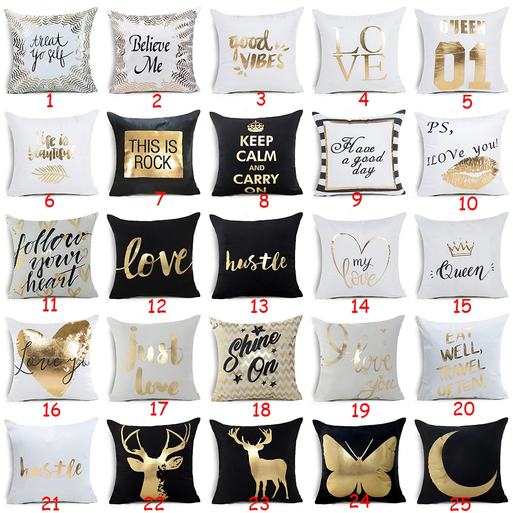 

Letter Geometric Bronzing Cushion Cover Deer Love Cotton Polyester Bohemian Printed Home Decorative Pillows Cover Moon Kiss you