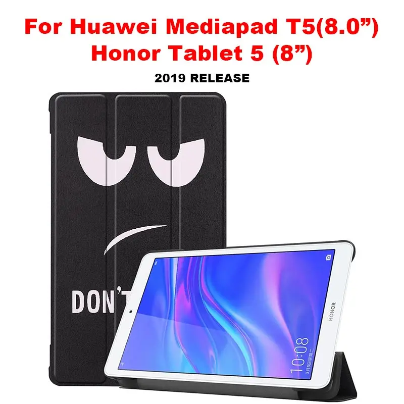 Чехол для huawei Mediapad T5 10,1 8 дюймов, ультра тонкий умный Магнитный кожаный флип-чехол, чехол для huawei T5 1" 8", чехол для планшета - Цвет: T5-8 inch big eyes