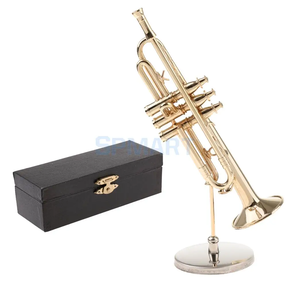 Dollhouse Miniature Copper Trumpet Musical Model for 1/6 Action Figures 12inch Dolls Accessories Collections Decor Ornaments